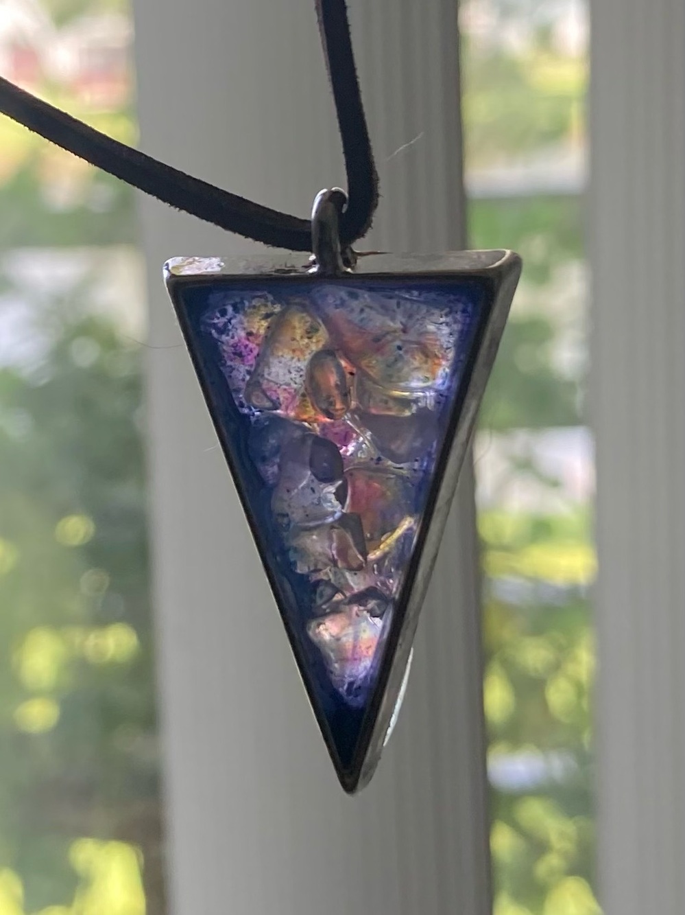 Iridescent Blue Purple Triangle Pendant Necklace - 1-of-a-Kind